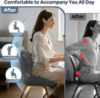 Seat Cushion for Office Chair and Car, L-Shaped Ergonomic Seat Cushions,Memory Foam Orthopedic Cushion with Coccyx Hollow,Lumbar Support & Tailbone Pain Relief for Car, Truck, Home,Gaming Chair,Gray