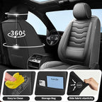 Fit Kona Car Seat Covers for Select Hyundai Kona 2018-2025 2026. Premium Leather, Waterproof， Breathable, Scratch-Resistant & All-Weather Seat Cushion Protector (Full Set, Black)