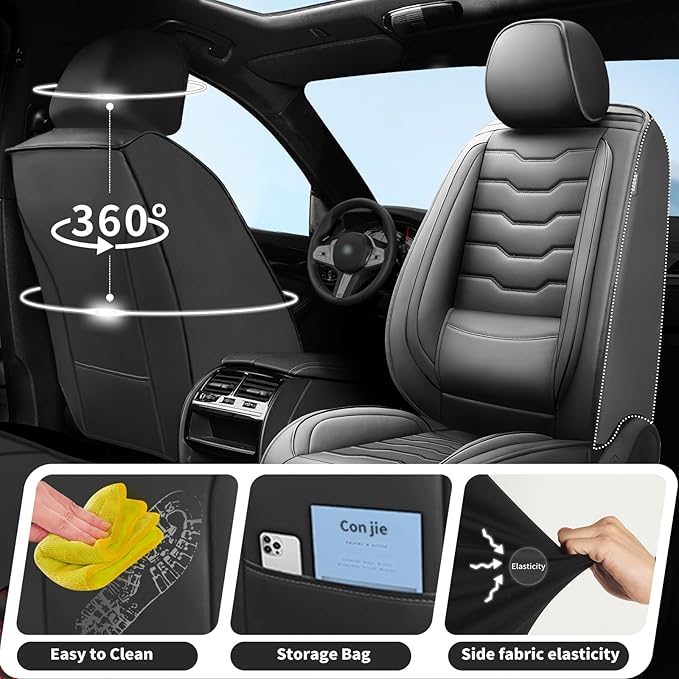 Fit Tucson Car Seat Covers Premium Leather for Hyundai Tucson 2010-2025 2026. Waterproof， Breathable, Scratch-Resistant & All-Weather Seat Cushion Protector (Full Set, Black)