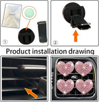 Bling Heart Air Vent Clips, Crystal Heart Car Air Fresheners Vent Clips Diffuser Vent Clip Rhinestone Car Decoration Interior Decor Cute Accessories for Women (Pink) + Sunflower Mask Hook