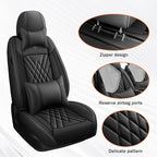 Car Seat Covers Compatible with Toyota Camry 2012-2026 Durable Waterproof Automotive Seat Covers Stretchable Fabric Material, Airbag Compatibility, Premium Nappa Leather(Black, Full Set with Pillow)