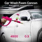 Foam Cannon for Pressure Washer with 1/4 Inch Quick Connector, Pressure Washer Foam Cannon with Rotating Nozzle，Easy to Use & Adjust, Creates Thick Foam-Pink