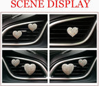 Crystal Heart Air Vent Clip Charms, 2Pcs Car Air Fresheners, Rhinestone Oil Diffuser Conditioning Outlet Clip, Bling Interior Decoration Accessories for Girls Women Style A