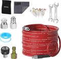NIFUAL Sewer Jetter Kit for Pressure Washer,25FT 5800PSI Pressure Drain Cleaner 1/4 Inch NPT Corner Rotating and Button Hose Sewer Jetting Nozzle for Homeowners & DIYers (25FT)