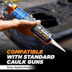 [Black] Professional Automotive Seam Sealer, Paintable Quick-Set Polyurethane Auto Body Seam Sealer for Metal Surfaces of Cars, Trucks, Etc, Includes Gloves & Tip - Black RV Roof Sealant