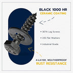 1/4 x 1-1/4 (100 Pack) Lag Screw Kit, 100 Screws and 100 Washers, Ceramic Black Ruspert Coating for Exterior Use, Meets ASTM A307 and ASME B18.2.1, Industrial/Commerical Grade by Makers Bolt