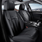 Coverado Car Seat Cover, Cover for Cars Front Seat, Premium Leather, Universal Fit Waterproof Seat Protectors, Car Seat Cushion Non-Slip for Most Cars-Black