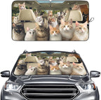 GENANY Cute Cat Group Funny Windshield Sun Shade for Car SUV Truck (59x29 Inches), Sunshade for Car Windshield, Protector Blocks UV, Spring Auto Decor