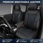 CAR PASS 3D Foam PU Leather Car Seat Covers Front Seats, Blue Faux Leather Front Seat Covers for Car, Universal Fit for SUV Truck Sedan Automotive, Armrest Airbag Compatible,Black and Blue