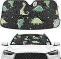 Dinosaur Windshield Sun Shade Blocks UV Rays Green Dino Visor Protector Accordion Folding Galaxy Black Sun Reflector Auto Sunshade for Car Truck SUV to Keep Your Vehicle Cool