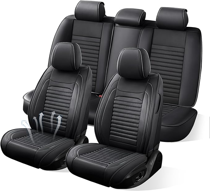 Car Seat Covers Full Set Fit for Toyota Corolla 2000-2026, Premium Faux Leather Car Seat Protector,Breathable Anti-Slip Full Wrapping Edge Seat Covers(Black,Full Set)