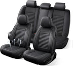 Car Seat Covers Full Set Fit for Toyota Venza 2009-2026, Premium Faux Leather Car Seat Protector,Breathable Anti-Slip Full Wrapping Edge Seat Covers(Black,Full Set)