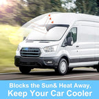 Windshield Sun Shade Custom Fit for 2022 2023 2024 2025 2026 Ford E-Transit Accessories Foldable Sunshade Sun Blocker Protect Car from Sun Rays & Heat Damage Keep Car Cooler