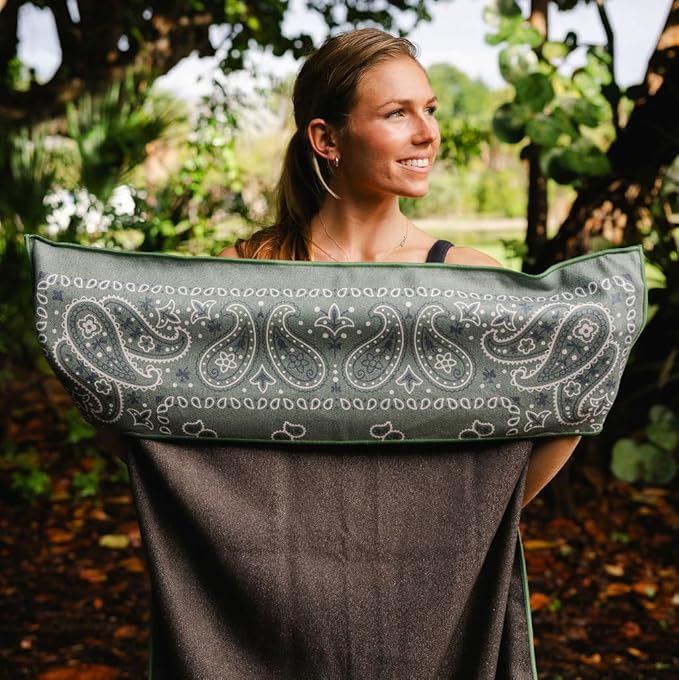 Sprints Athletic Running Towel, Full-Sized, Car Seat Cover - Performance Microfiber (Paisley Probs Green)