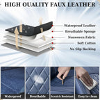 Coverado Car Seat Covers Full Set, Luxury Faux Leather Seat Covers for Cars, Waterproof Car Seat Protector, Blue Car Seat Cover, Universal Automotive Seat Covers Fit for Most Sedan SUV Trucks