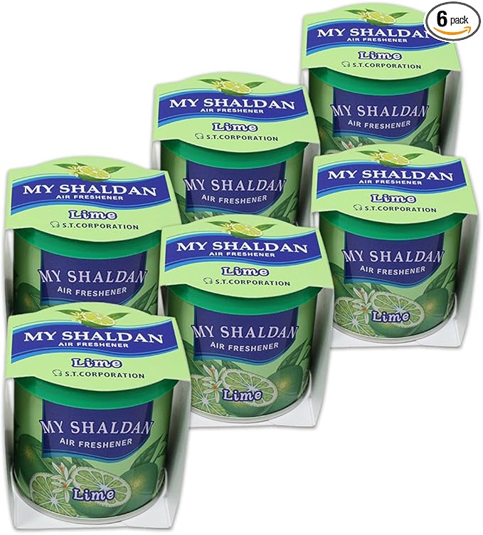 Pack of 6 My Shaldan Japanese Car Cup-Holder Natural Air Freshener Cans (Lime Scented)