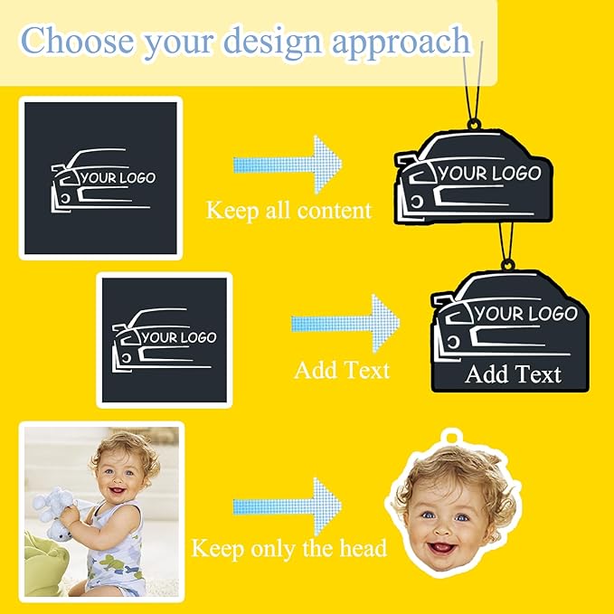 50PCS Bulk Custom Logo Air Freshener for Car.Personalized Double Sided Photo Car Air Fresheners.Personalizado Logos Car Air Freshener With Picture Text (50PCS)