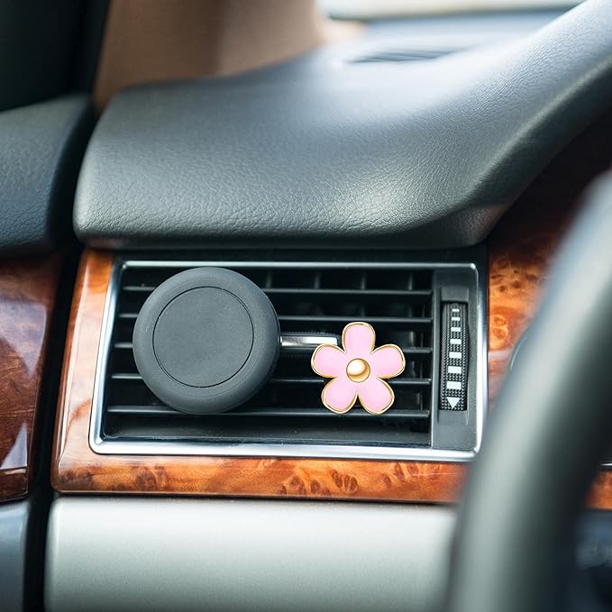 Frienda 8 Pcs Daisy Flower Air Vent Clip Black Pink White Car Accessories Air Conditioning Outlet Clip Freshener Dashboard Accessories Charm Car Inter Decor
