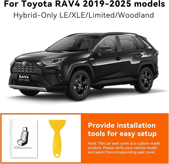 Custom Fit RAV4 Hybrid Seat Cover for Toyota RAV4 2019 2020 2021 2022 2023 2024 2025 Hybrid-LE/XLE/Limited/Woodland Edition/XLE Premium,Faux Leather,2-Row Full Set,(Burgundy)