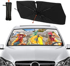 Socira Funny Rooster Chicken Car Windshield Sunshade Umbrella Foldable Umbrella Sun Shade Windshield Cover Sunshade Car Accessories Blocks Uv Rays Keeps Cool (57" X 30")