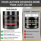Leather Recoloring Balm and Scratch Repair Kit, Dark Gray Leather Restorer for Couches, Furniture, Car Seats, Leather Paint & Stain for Sofa, Chairs, Bags, and More