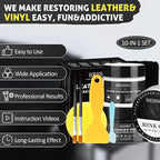 SEISSO Leather Repair Kit for Furniture, Black Vinyl Repair Kit with Mink Oil, Car Interior Leather Recoloring Balm for Scratches, Fading Shoes, Car Seat, Sofa