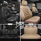 CAR PASS 3D Foam PU Leather Car Seat Covers, Universal Seat Covers Full Sets for Trucks SUV Sedan Automotive Seat Covers Armrest Airbag Compatible Waterproof Comfortable Faux Nappa Leather All Beige