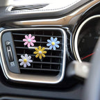 4 Pieces Daisy Flower Air Vent Clips, Cute Colorful Car Air Freshener Clip & Diffuser, Boho SUV Outlet Vent Decorations, Charm Car Inter Decor Accessories for Girls Women