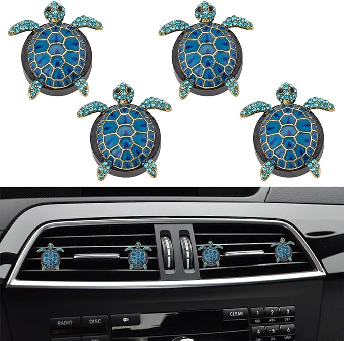 4 Sets Sea Turtle Air Vent Clips Blue Turtle Air Fresheners 32x33.5x46mm Ocean Theme Car Decoration Accessory Refillable Outlet Diffuser for Men Women Car Interior Decoration Gifts