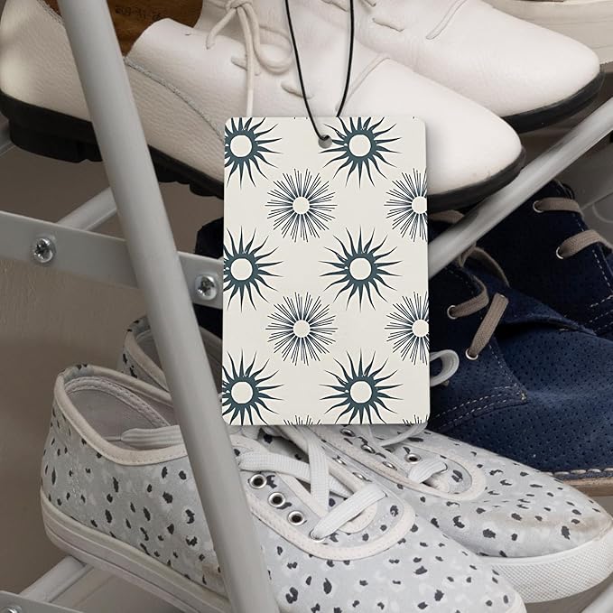 Blue Boho Car Air Freshener 4 Pcs, Abstract Mid-Century Sunrise Floral Hanging Air Freshener for Cars Closet Drawer Books, Boho Car Accessories for Women