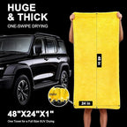 1400 GSM Car Drying Towels Car Detailing– XXL Microfiber Towels for Cars, Trucks(48" x 24"), Ultra-Absorbent, Streak-Free, Scratch-Free, No Water Spots, Double-Twist Pile & Edgeless Design