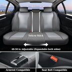 Coverado Car Seat Covers Full Set, Gray Seat Covers for Cars, Waterproof Nappa Leather Automotive Seat Covers with Lumbar Head Pillow, Car Seat Protectors, Universal Fit for Most Cars SUV