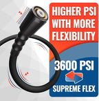 YAMATIC 3600PSI Pressure Washer Hose For Power Washer 25FT X 1/4", Kink Resistant Heavy Duty Power Washer Extension Replacement Hose With M22-14mm x 3/8" Quick Connect Kit For Gas & Electric