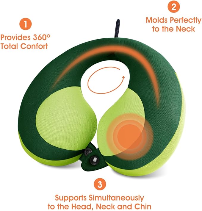 INFANZIA Kids Chin Supporting Travel Neck Pillow, Helps Support Head and Neck, Comfortably Designed for Head, Neck, and Chin Support - Gifts for Toddler/Child/Kids, Green
