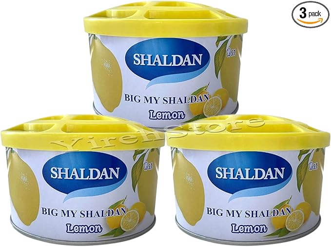 Air Freshener 3-Can Big My Shaldan Lemon Scent Gel, Strong Strength Freshener for Large Cars