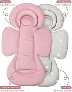 Infant Car Seat Insert with Extra Cushion for Preemie to Toddler, Reversible Newborn Carseat Insert for Baby Head Body Support, Fits for Stroller, Baby Swing, Bouncer (Pink)
