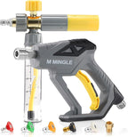 M MINGLE Concentrate Foam Cannon with Pressure Washer Gun, Ready-to-Use Mini Soap Cannon with 5 Nozzle Tips, 1/4" Quick Connect for Thick Sudsy Wash