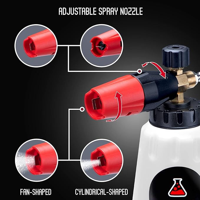 Suds Lab F1 Professional Foam Cannon with 32 Ounce Canister, Adjustable Foam Nozzle, Quick Connect Pressure Washer, Clean Dirt, Car Washing
