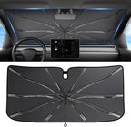 2026 Upgraded Windshield Sun Shade Umbrella [7-Layer Vinyl Coating Heat Shield] Foldable Front Window Sunshade Umbrella Flexible Handle Protect Interior from UV Keep Car Cooler (61" x 34.5")