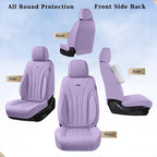 Coverado Front Seat Covers for Cars, Luxury Leather Seat Covers, Waterproof Car Seat Protector, Driver Car Seat Cushions Universal Fit for Most Sedan, SUV, Trucks (Purple)