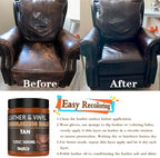 Saddle Tan Leather Dye Light Brown Recoloring Balm Repair Kit Vinyl Car Seat Interior Paint Furniture Couch Recliner Chair Boot Jacket Shoe Bag Purse Color Restorer Fading Scratch Stain Remover