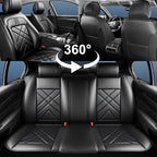 Car Seat Covers Fit for Mazda 3 2007-2026, Premium Leather, Full Coverage Leather Waterproof Breathable Seat Covers, Automotive Seat Protectors, Airbag Compatible(Full Set Seats, Black Gray)