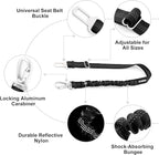 Dog Seat Belt for Car, Adjustable Dog Car Harness Seatbelt for Small Medium Large Dogs, Heavy Duty Travel Safety Restraint with Locking Aluminum Hook & Reflective Nylon Strap, Black