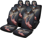 5 Pcs Premium Eagle Car Seat Cover, Breathable & Washable Car Seat Covers Full Sets, Fashionable Printed Seat Covers for Cars Interior, Universal Fit for Most Cars, Sedan, Truck, SUV