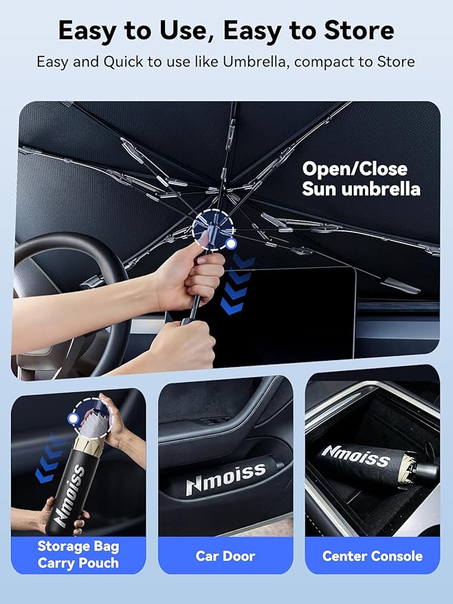 Windshield Sun Shade Umbrella for Honda Accord - [Vinyl Coating Heat Shield] Protect Car from Sun Rays & Heat Damage Keep Cool and Protect Interior, Spring Structure Edge