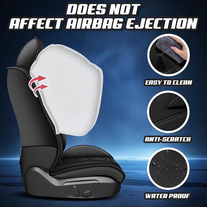 Car Seat Covers for Hyundai Sonata 2002-2025, Premium Nappa Leather Car Seat Cover, Stylish Sport Seat Covers， Automobile Seat Cover Sets.(Luxury 5 Seats/Pure Black)