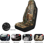 ELEQIN Car Seat Covers, Camo Hunting Deer Seat Cover Front Car Seat Cushion, Front Auto Protector Universal Fit Most Cars, Automotive Interior Accessory