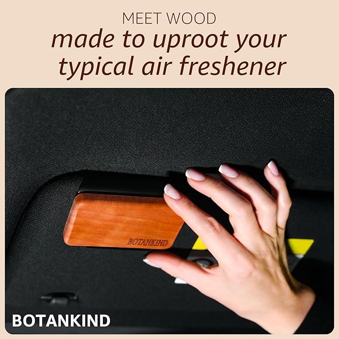 Car Air Freshener- Original Wood Air Freshener-Car Odor Eliminator for Visor Clip-Long Lasting Scent, Vehicle Scent Diffuser for Truck, SUV, Sedans - 4 pack Included 2 Clips (Teak-Amber-Cabana-Grove)