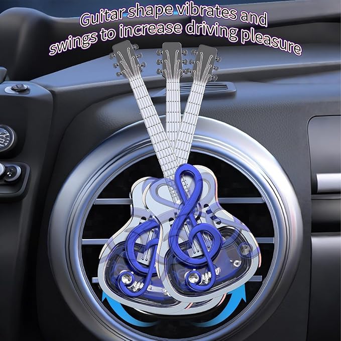 Guitar Shape Aromatherapy Diffuser,Guitar Car Air Freshener Vent Clips,Car Air Conditioner Decorations Clip Accessories,car essential oil diffuser vent clip (Blue, Ocean)