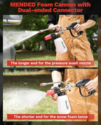 Sakertool Foam Cannon Dual Connector Accessory for Pressure Washer Kit,Car Wash Foam Gun - Power Washer Accessories Gun with Foam Cannon Dual Connector for cleaning - 5 Power Washer Sprayer Nozzles